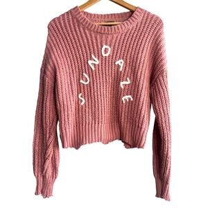 Blank Paige Pink Chunky Knit “Sundaze” Cropped Sweater | Medium